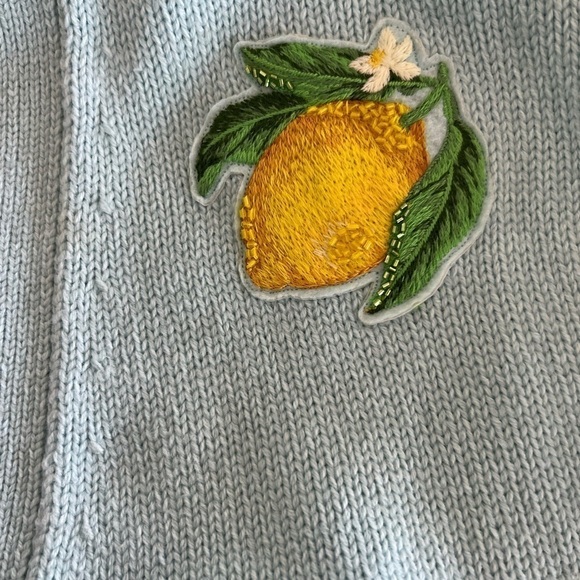 ALICE + OLIVIA BRADFORD LEMON EMBROIDERED GRANDPA CARDIGAN - Picture 5 of 16